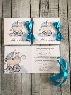 Invitatie Botez - Trolley Baby Boy