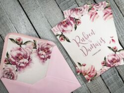 Invitatie cu plic personalizat- Watercolor Roses - imagine 2
