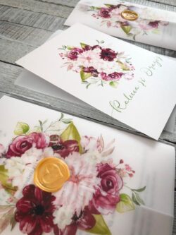 Invitatie invelita in calc printat si sigiliu - Chic - imagine 2