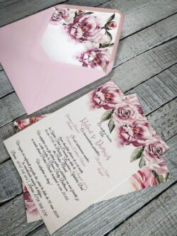 Invitatie cu plic personalizat- Watercolor Roses - imagine 3