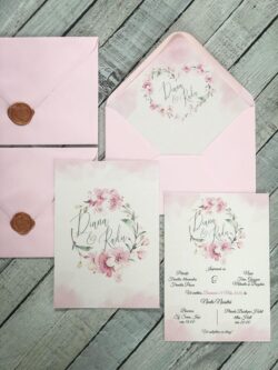 Invitatie roz pastel