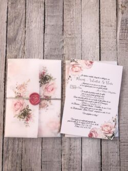 Invitatie cu sigiliu - Pink Roses