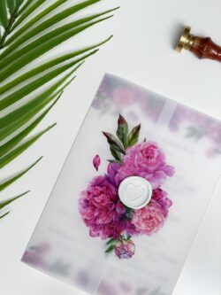 Invitatie cu calc si sigiliu - Peony - imagine 2