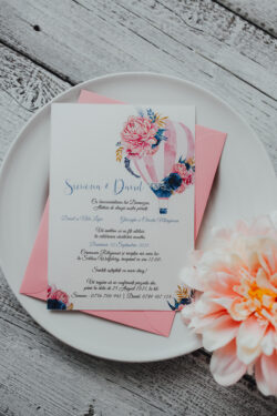 Invitatie cu plic - Pink Baloon - imagine 2