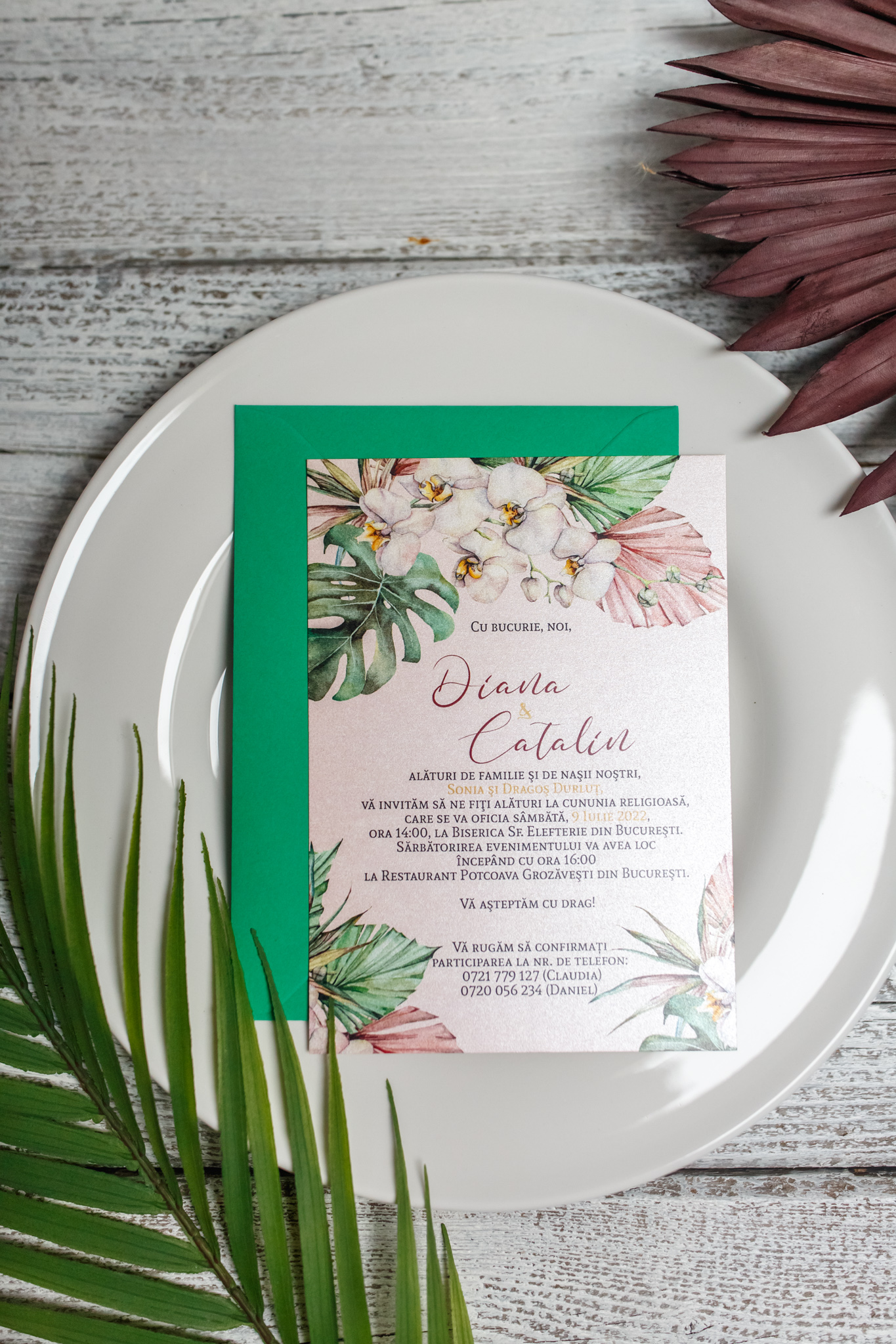 _11A3876 Invitatie de nunta cu plic - Boho - imagine 1