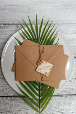 Invitatie cu plic - Floral kraft
