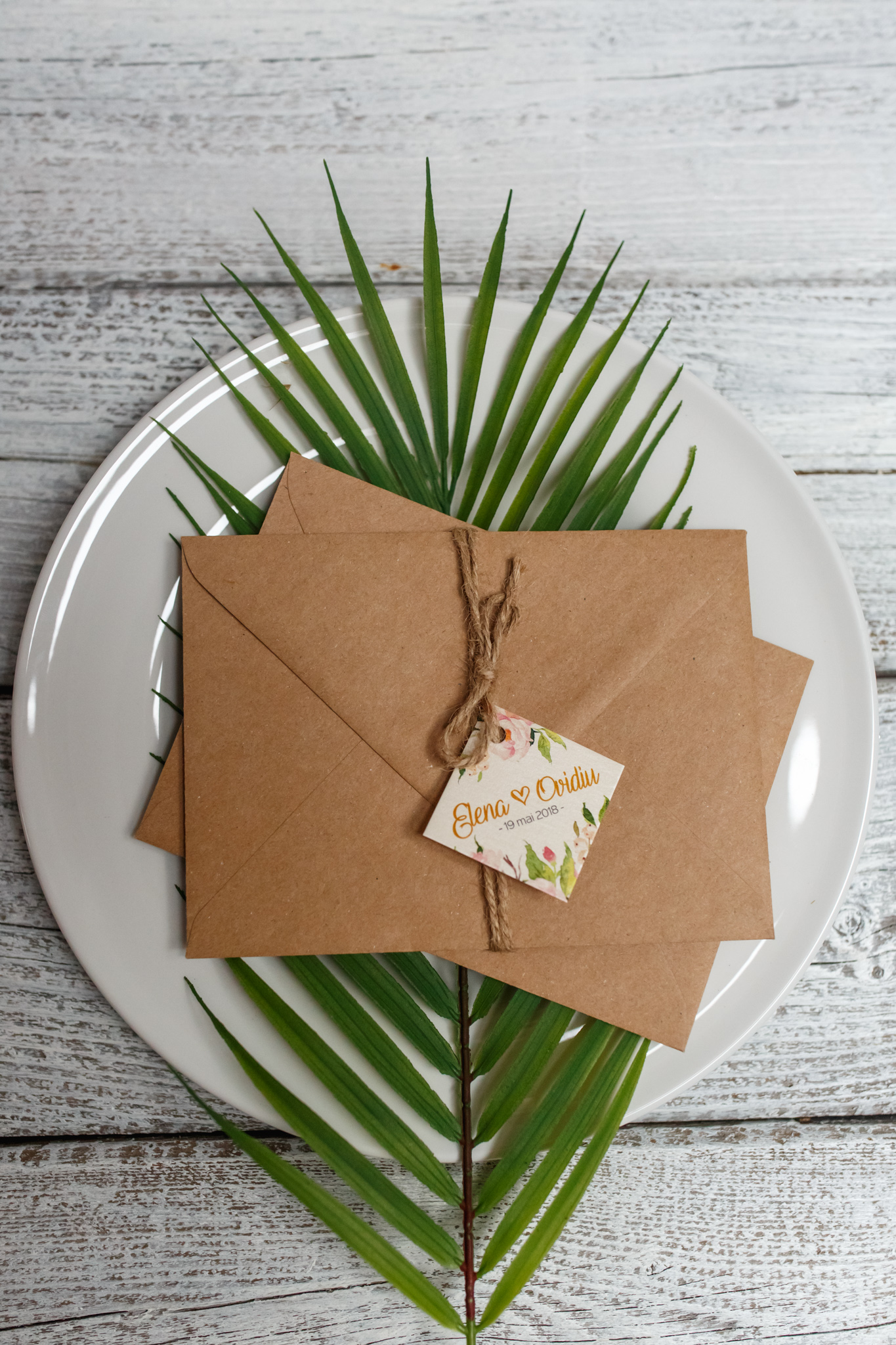 _11A3895 Invitatie cu plic - Floral kraft - imagine 1