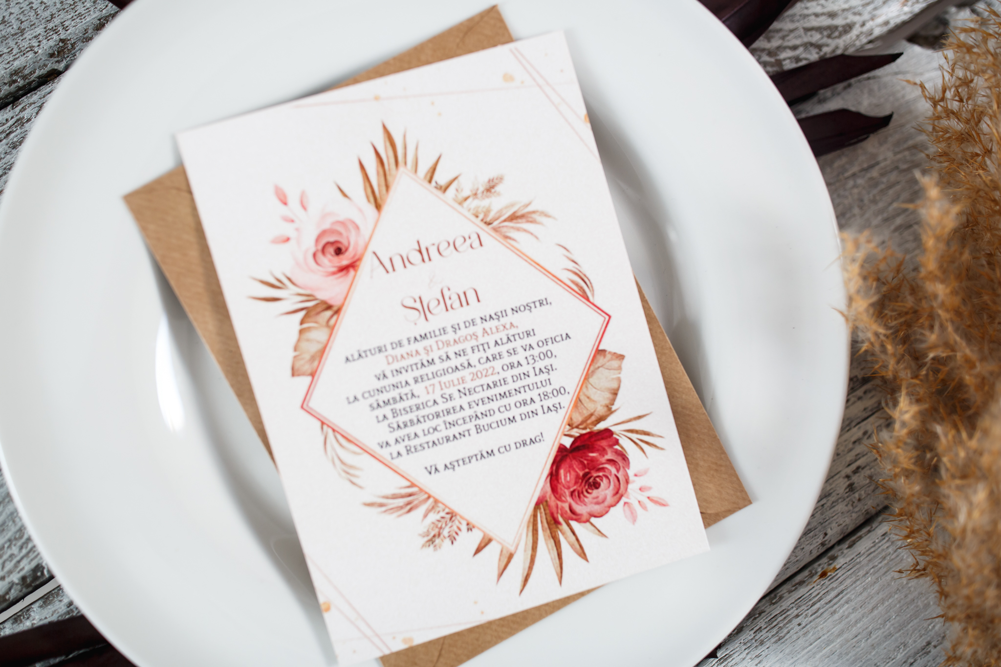 _11A5090 Invitatie de nunta - Red Pampas Craft - imagine 1