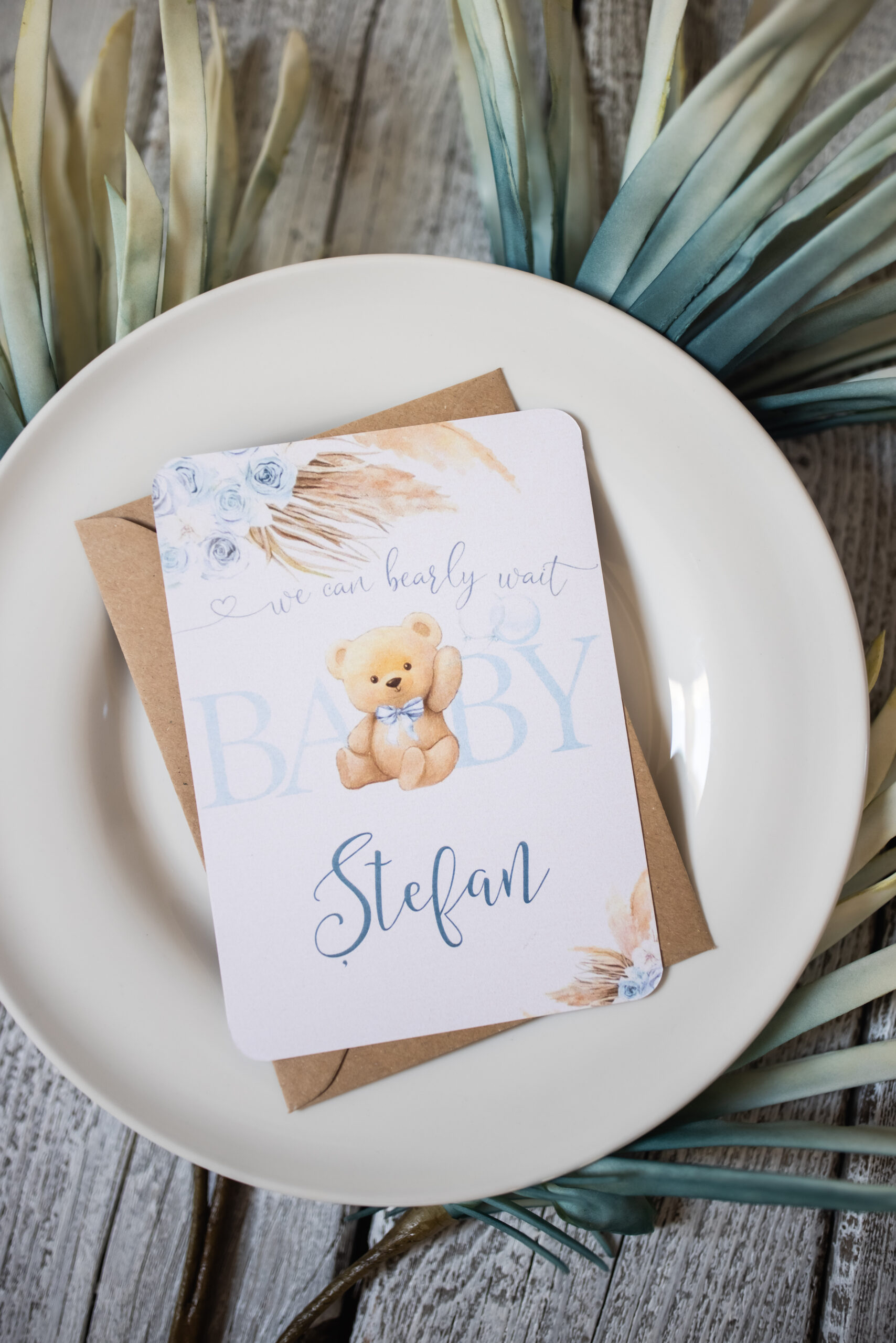 Foto-28 Invitatie Botez - Floral Baby Bear - imagine 1
