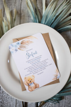 Invitatie Botez - Floral Baby Bear - imagine 2