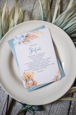 Invitatie Botez - Floral Baby Bear - imagine 3