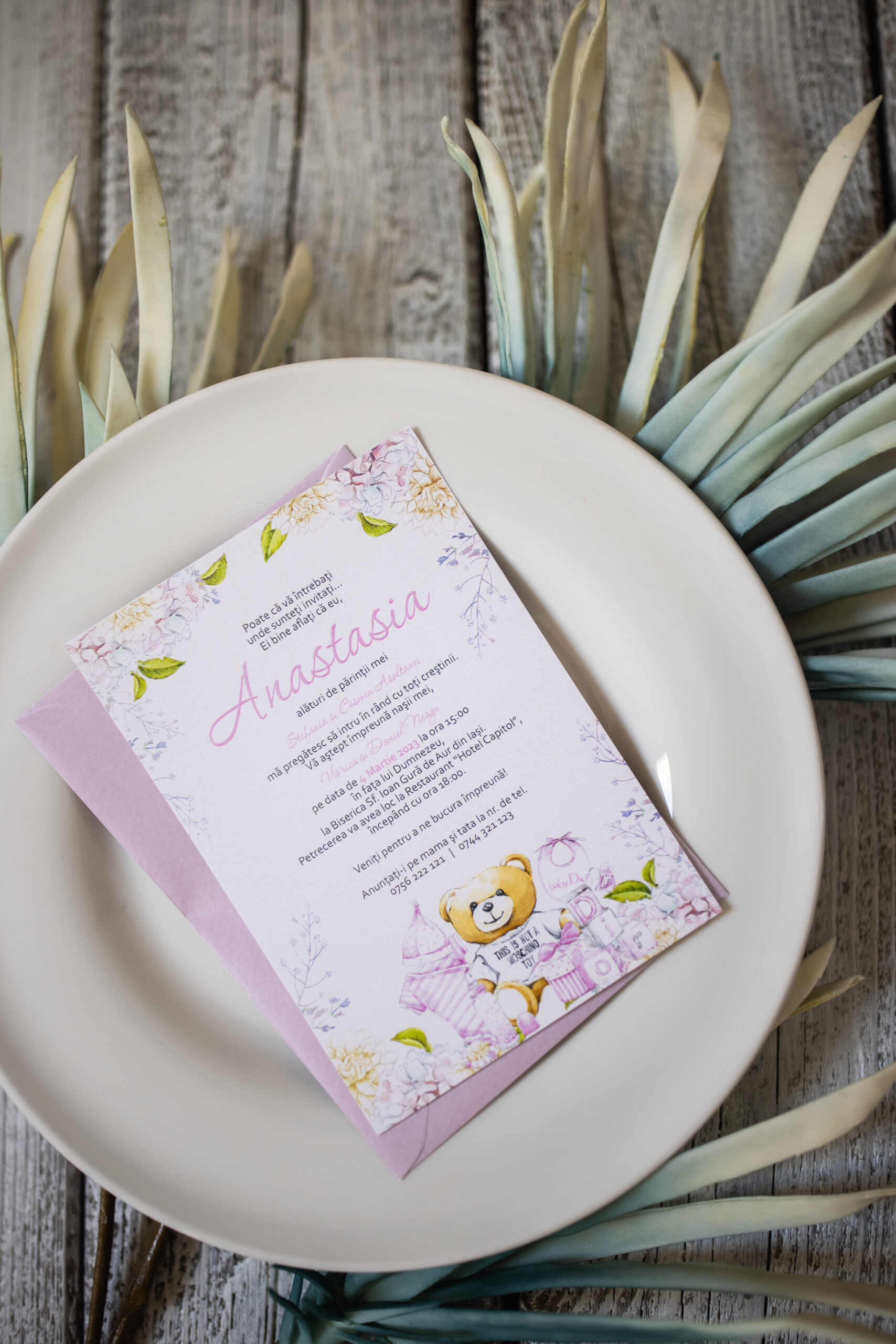 Foto-75 Invitatie Botez - Sweet Bear - Baby Girl - imagine 1