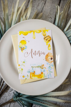 Invitatie Botez - Watercolor Bee - Boy/Girl