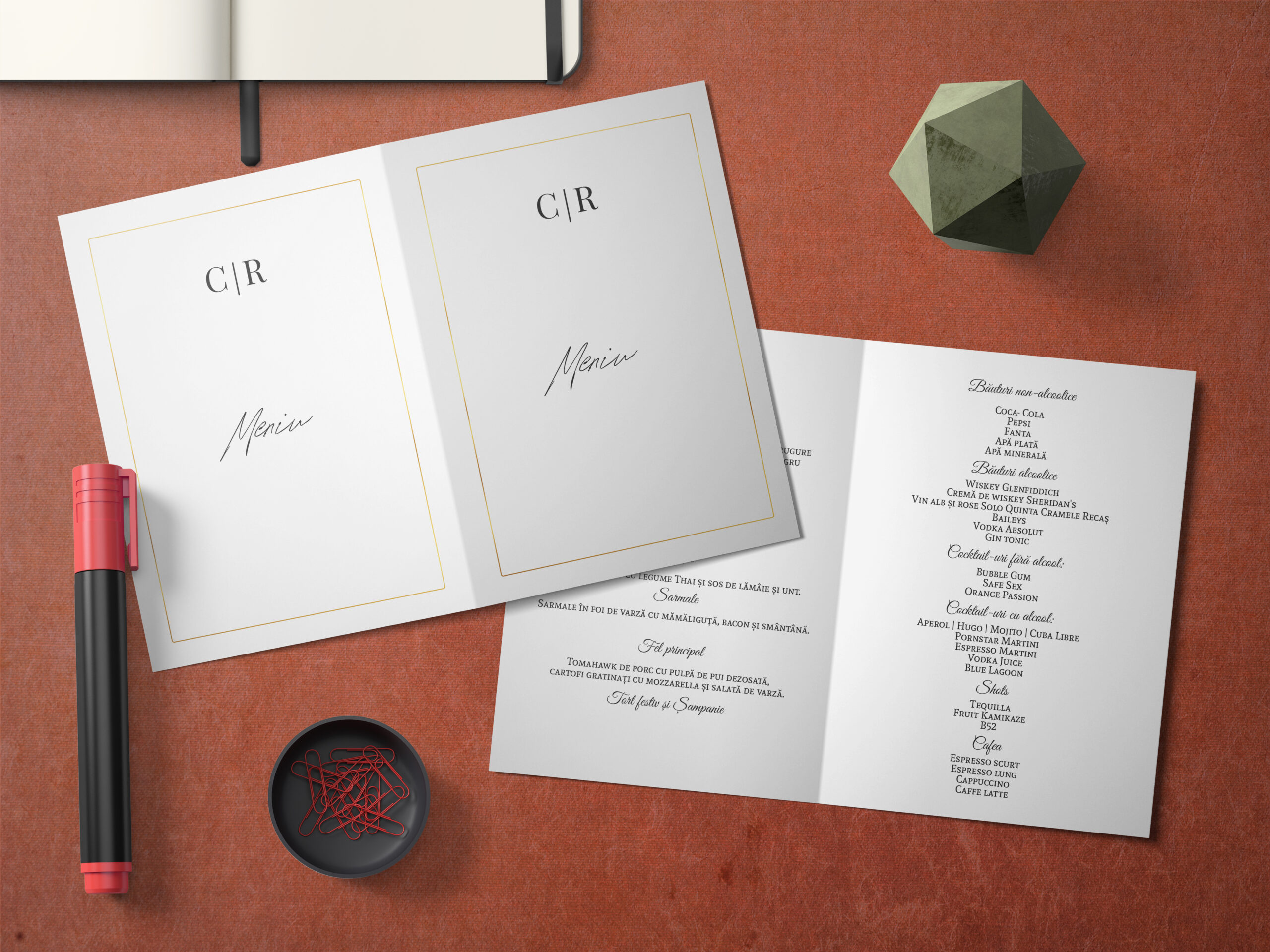 Meniu Mockup Meniu A5 - Tip carte - Elegant white - imagine 1