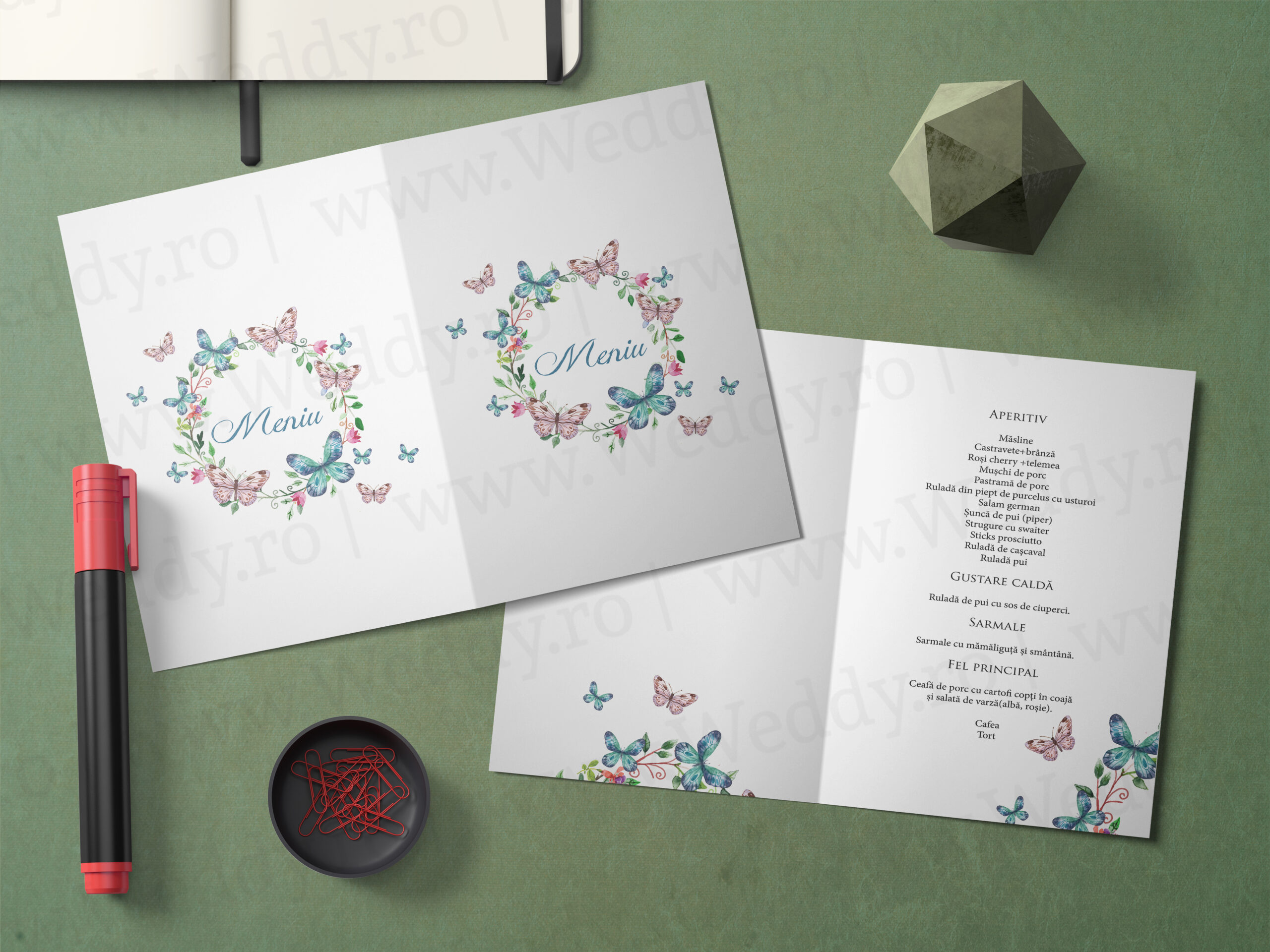 Meniu Mockup Meniu A5 - Tip carte - Butterfly - imagine 1
