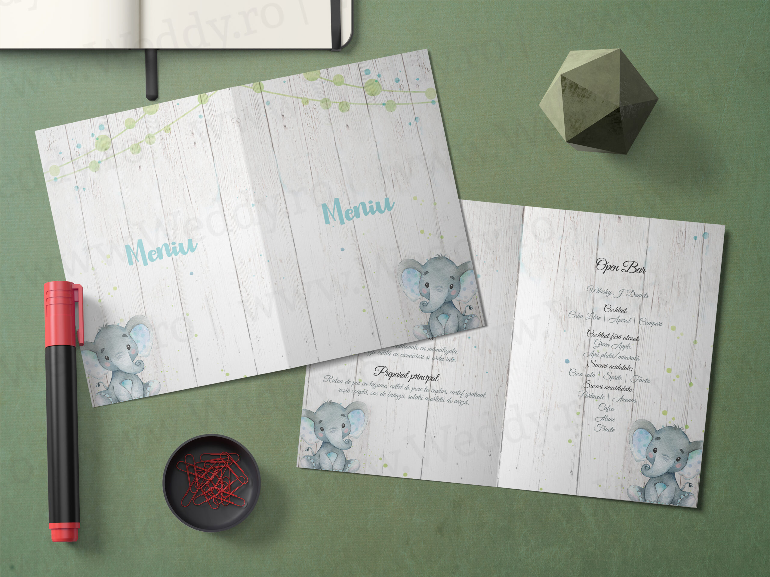 Meniu Mockup - Blue Elephant Meniu A5 - Tip carte - Blue Elephant - imagine 1