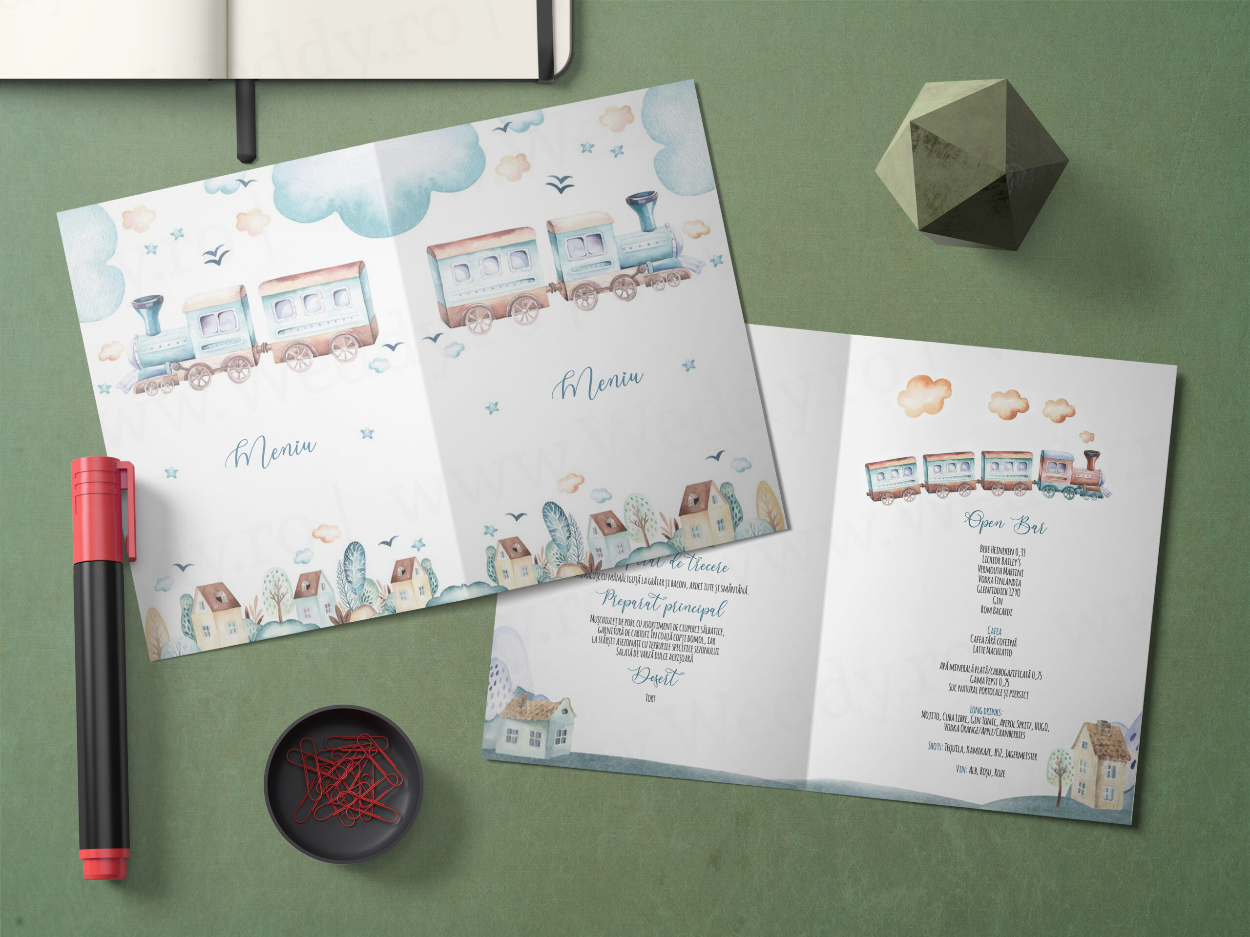 Meniu Mockup - Train Meniu A5 - Tip carte - Train - imagine 1