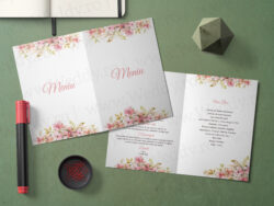 Meniu A5 - Tip carte - Watercolor pink