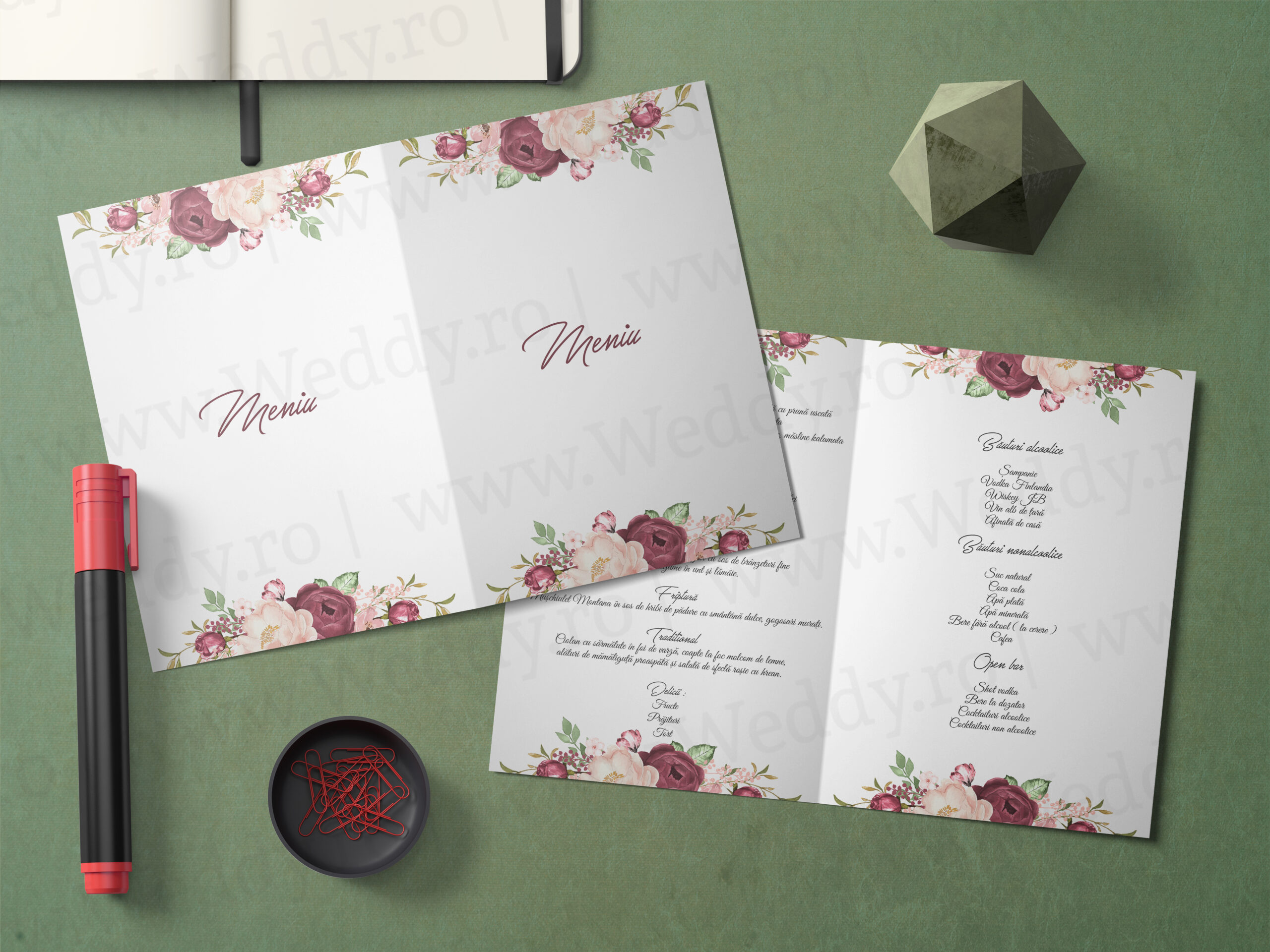 Meniu Mockup - Whine Floral Meniu A5 - Tip carte - Whine Floral - imagine 1