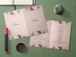 Meniu A5 - Tip carte - Burgundy dream