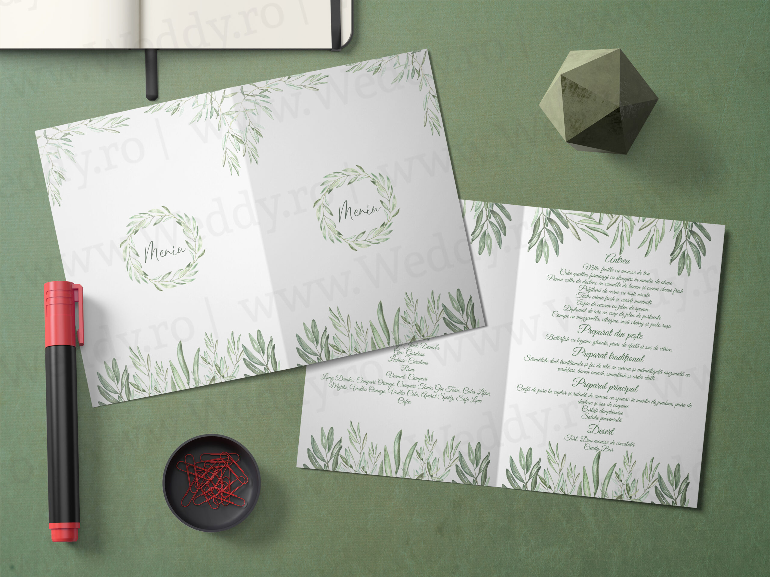 Meniu Mockup - olive tree Meniu A5 - Tip carte - Olive Tree - imagine 1