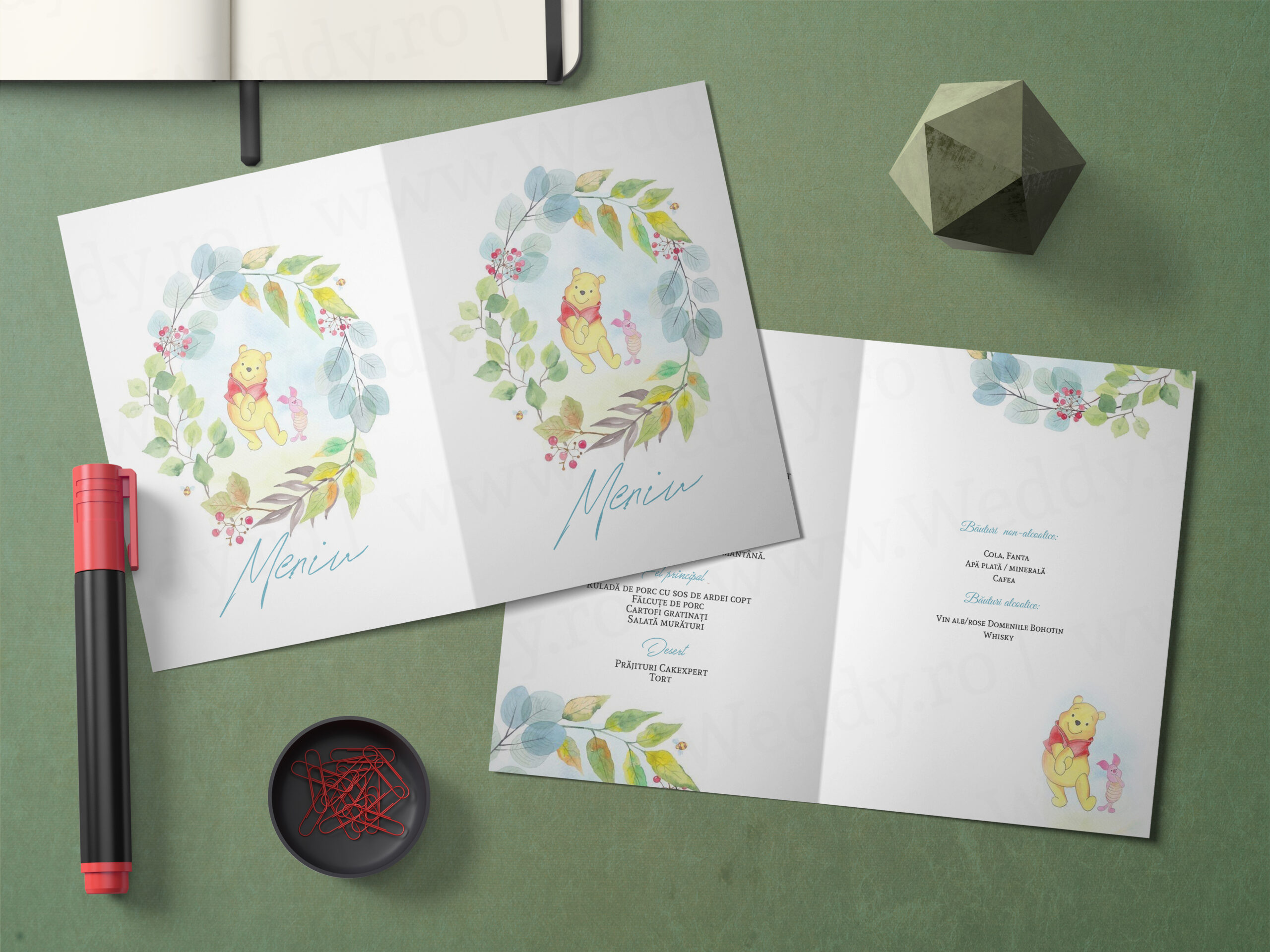 Meniu - Winnie - mockup Meniu A5 - Tip carte - Pooh - imagine 1