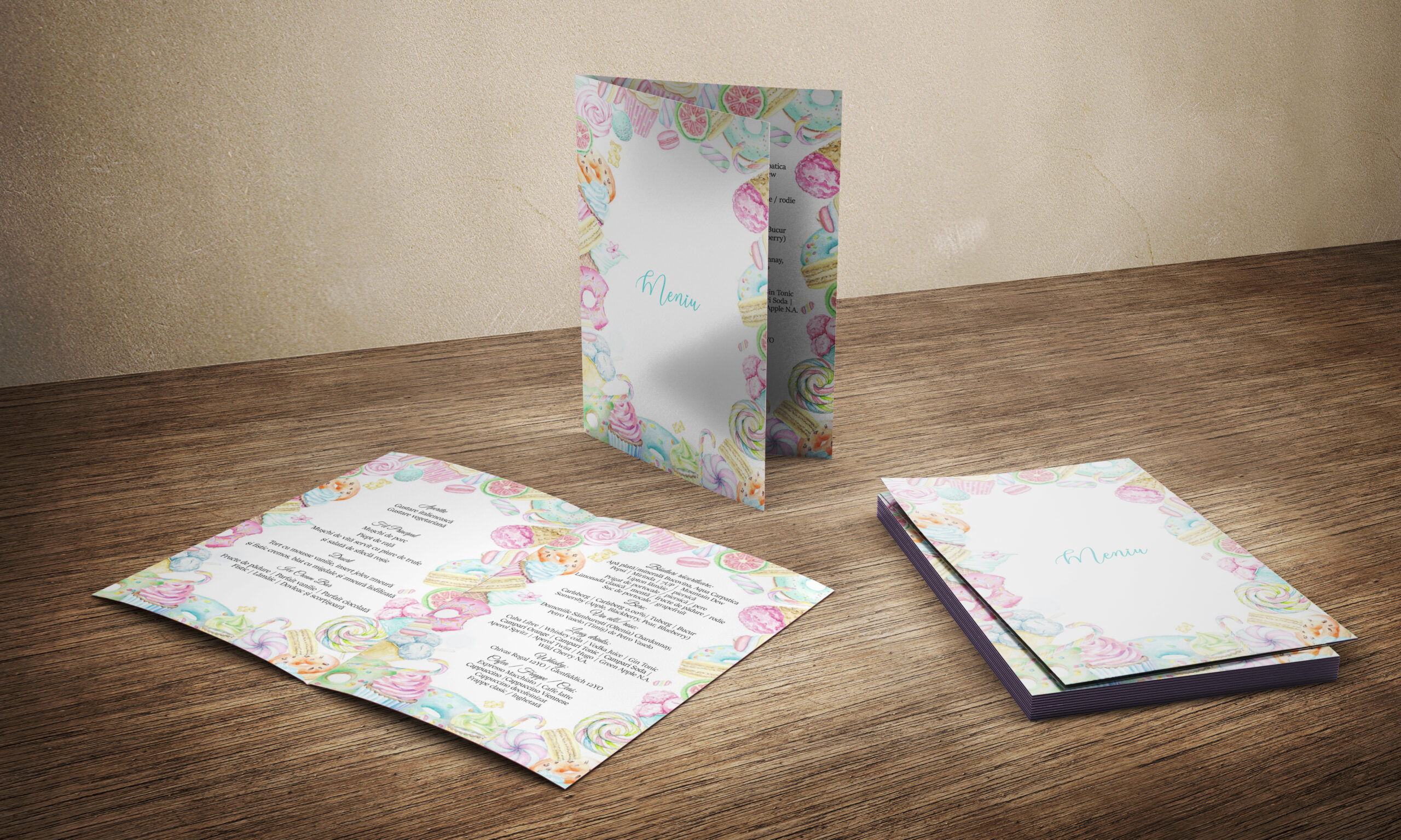 Mock-up meniu a4 Meniu A5 - Tip carte - Candy - imagine 1